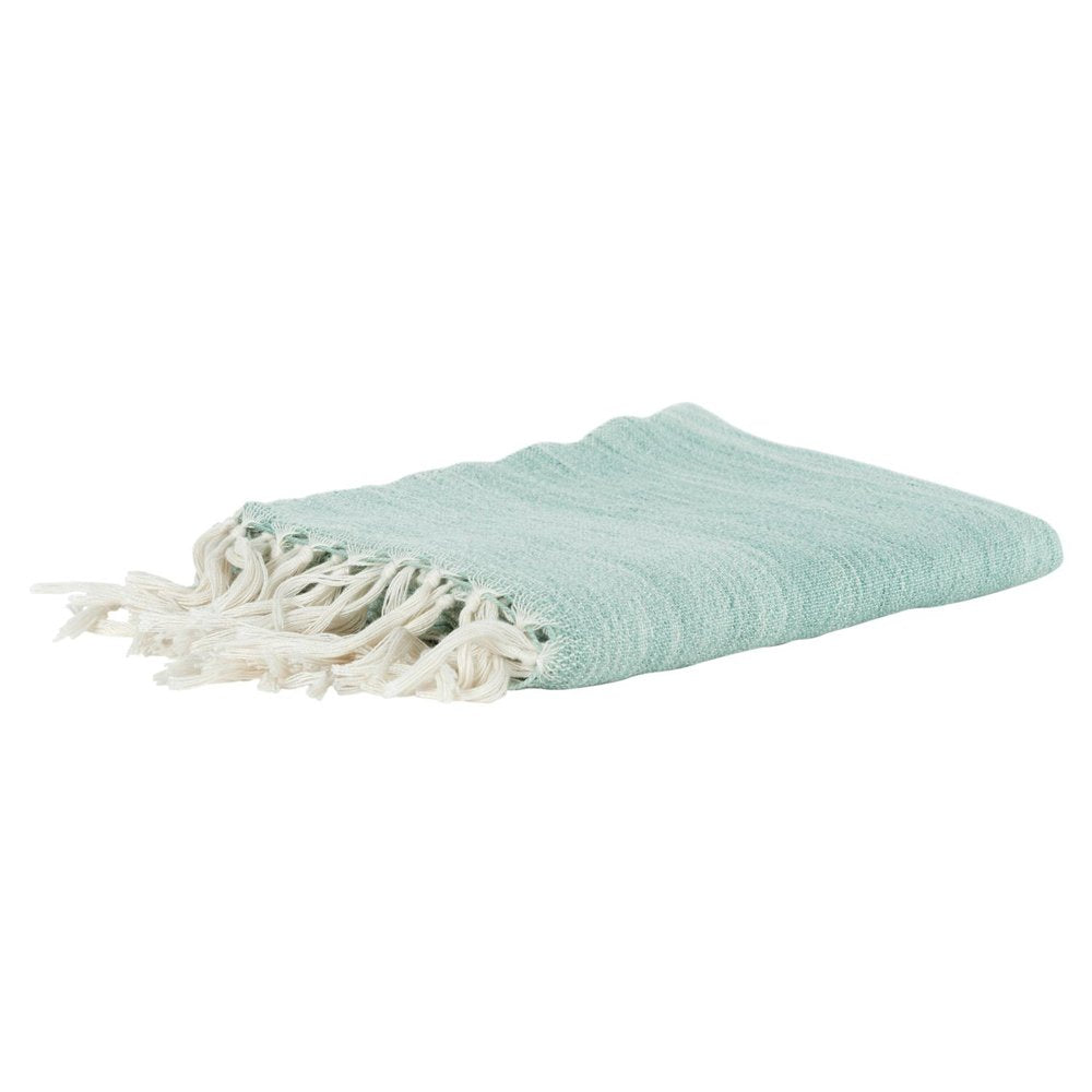 50" X 60" Aqua Woven Poly PET Abstract Stripe Throw Blanket with Tassels HomeRoots
