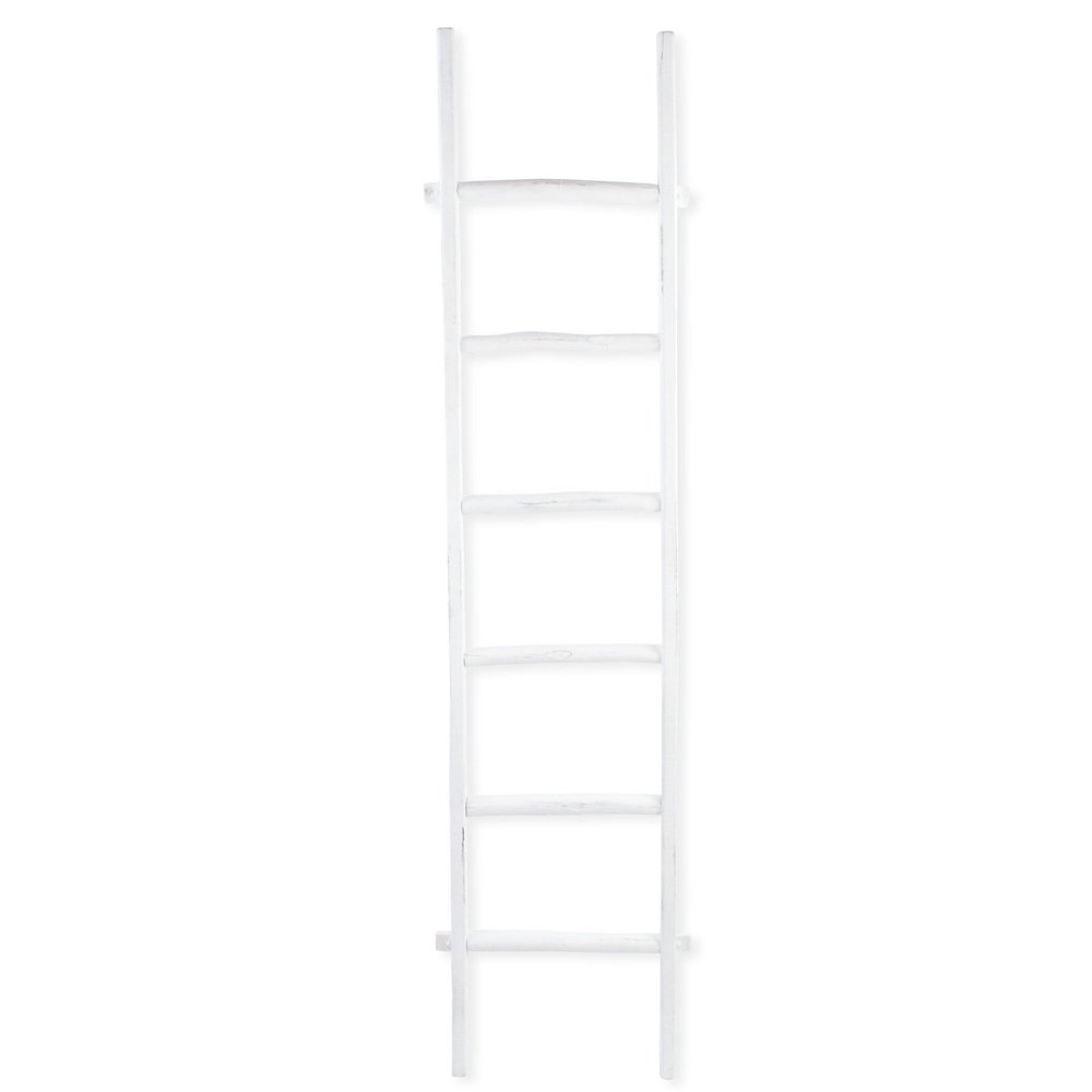 76" White Distressed Solid Wood Four Step Ladder Shelf HomeRoots
