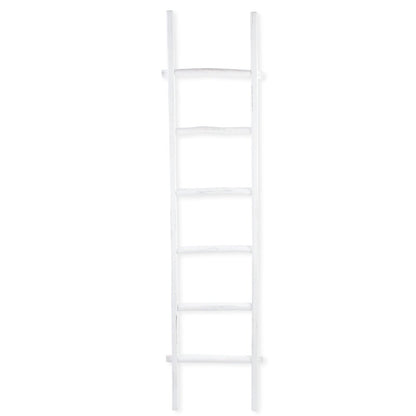 76" White Distressed Solid Wood Four Step Ladder Shelf HomeRoots