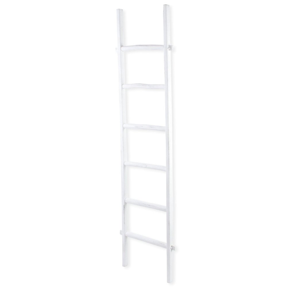 76" White Distressed Solid Wood Four Step Ladder Shelf HomeRoots