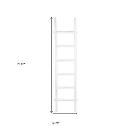 76" White Distressed Solid Wood Four Step Ladder Shelf HomeRoots