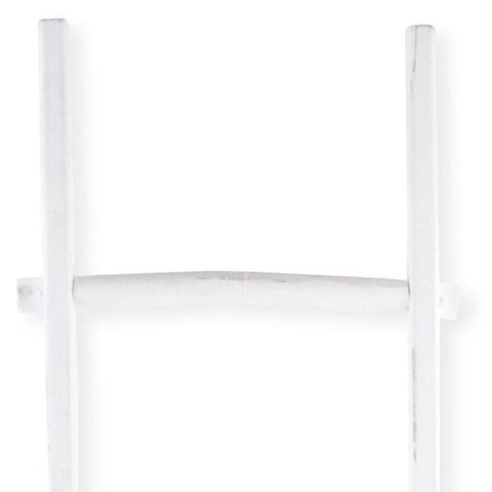 76" White Distressed Solid Wood Four Step Ladder Shelf — view 5