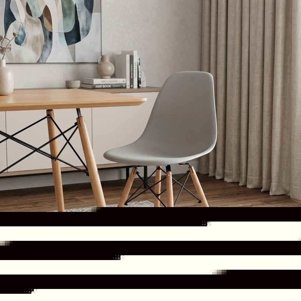 Gray And Natural Heavy Duty Plastic and Wood Dining Side Chair HomeRoots