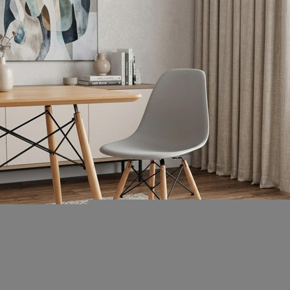 Gray And Natural Heavy Duty Plastic and Wood Dining Side Chair HomeRoots