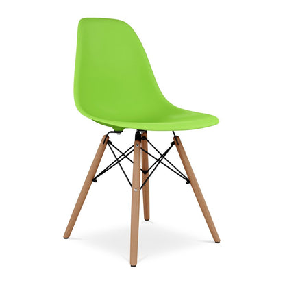 Green And Natural Heavy Duty Plastic And Wood Dining Side Chair HomeRoots