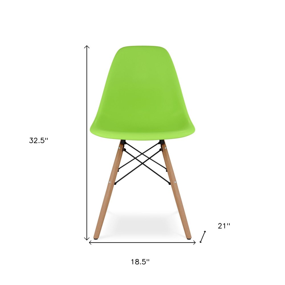 Green And Natural Heavy Duty Plastic And Wood Dining Side Chair HomeRoots