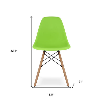 Green And Natural Heavy Duty Plastic And Wood Dining Side Chair HomeRoots