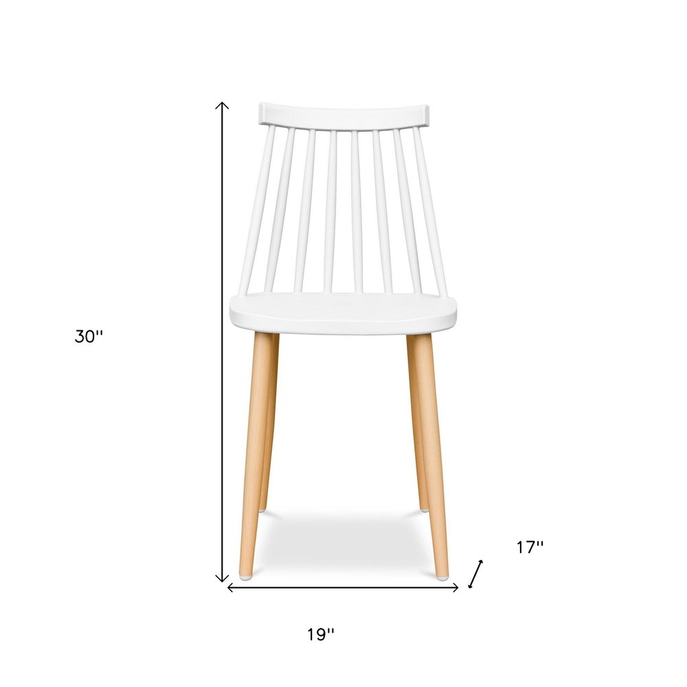 White And Natural Metal and Plastic Windsor Back Dining Side Chair HomeRoots