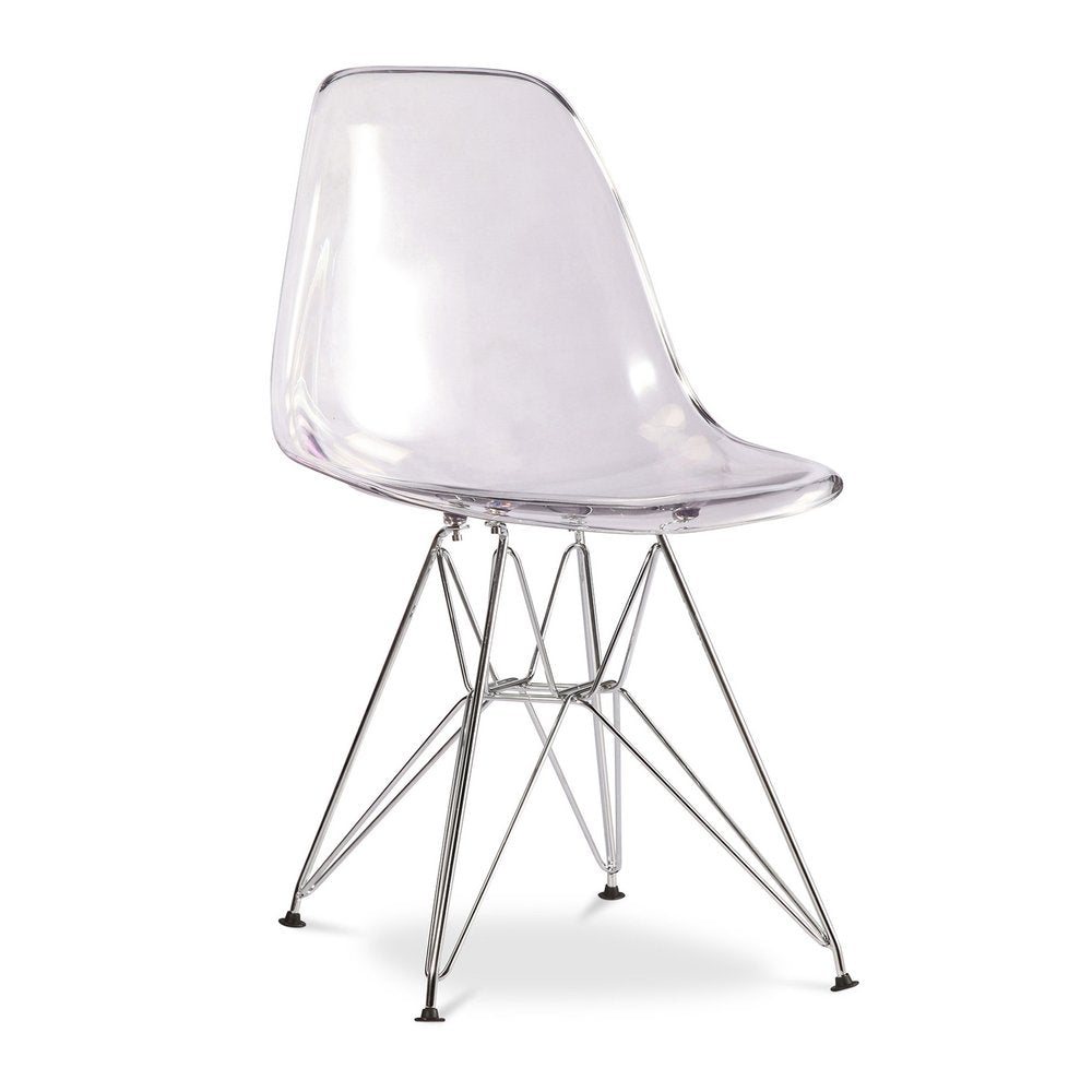 Clear and Silver Steel Dining Side Chair HomeRoots