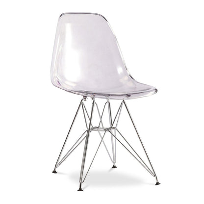 Clear and Silver Steel Dining Side Chair HomeRoots