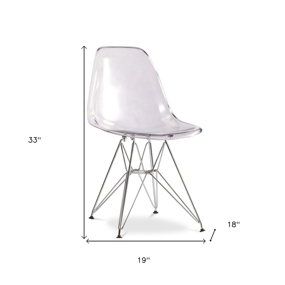 Clear and Silver Steel Dining Side Chair HomeRoots