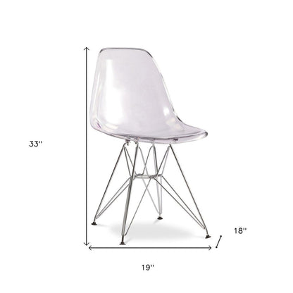 Clear and Silver Steel Dining Side Chair HomeRoots