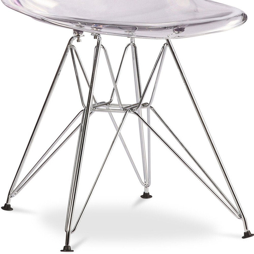 Clear and Silver Steel Dining Side Chair HomeRoots
