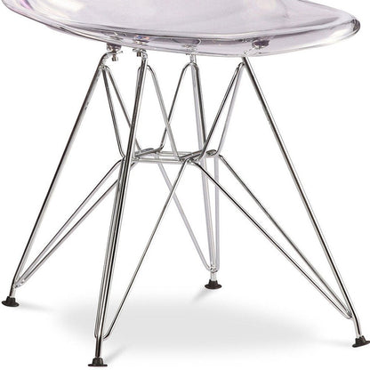Clear and Silver Steel Dining Side Chair HomeRoots