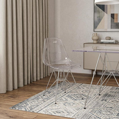 Clear and Silver Steel Dining Side Chair HomeRoots
