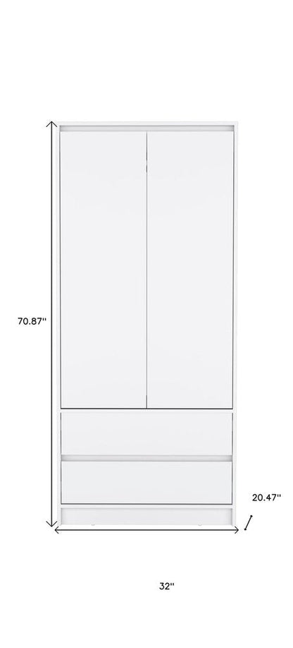 71" White Wood Two Door Two Drawer Combo Dresser HomeRoots