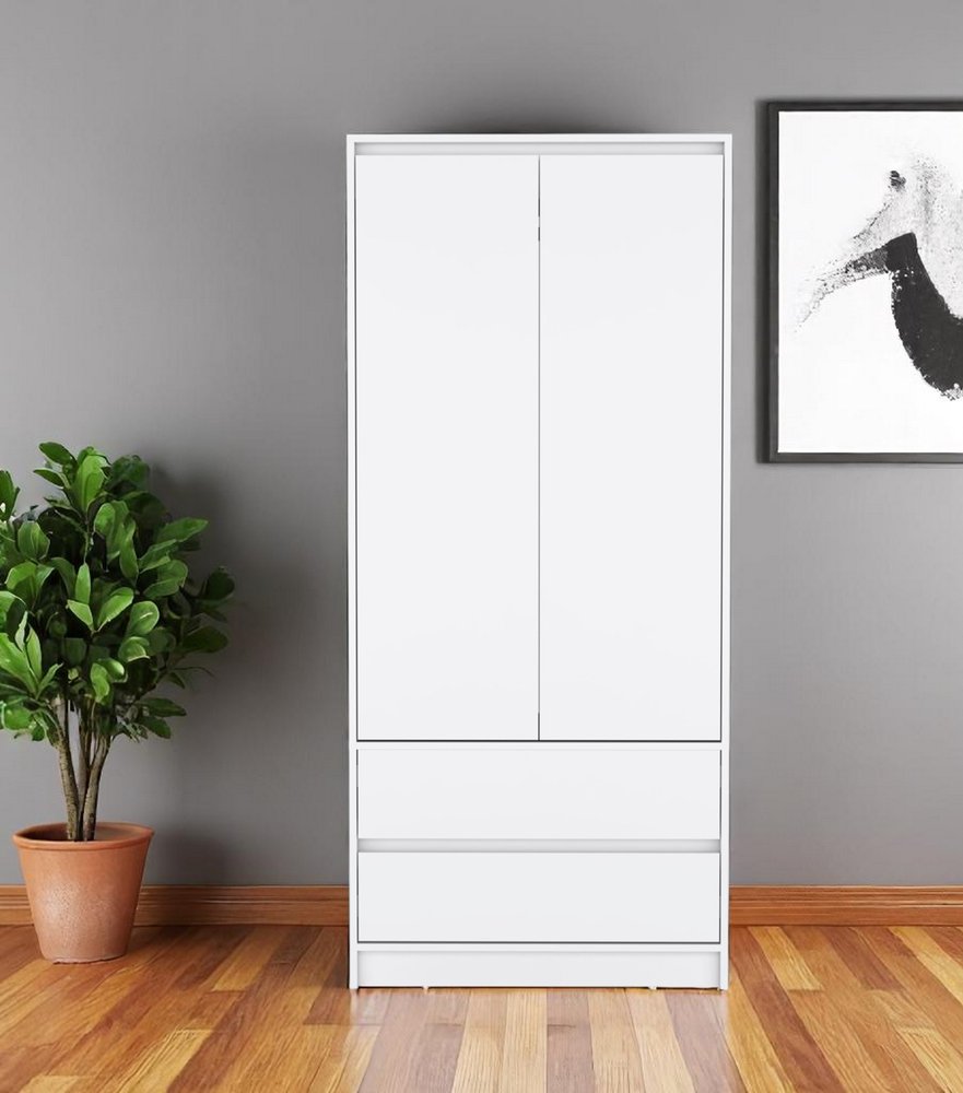 71" White Wood Two Door Two Drawer Combo Dresser HomeRoots