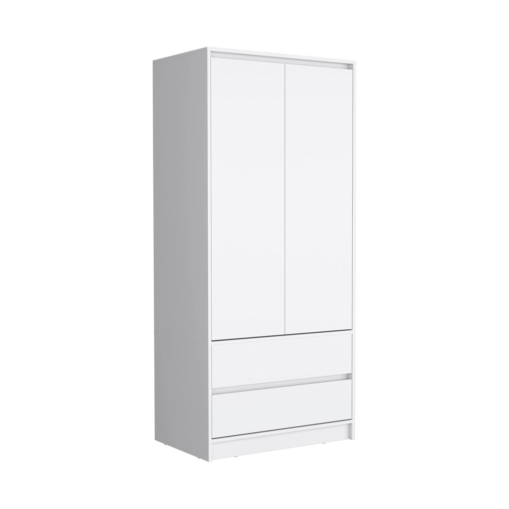 71" White Wood Two Door Two Drawer Combo Dresser — view 2