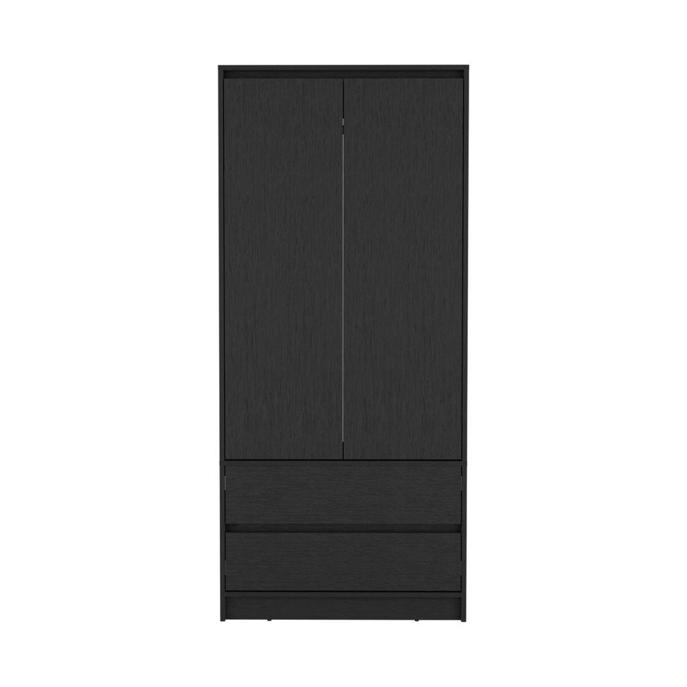 71" Black Wood Two Door Two Drawer Combo Dresser HomeRoots