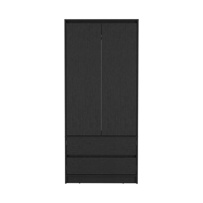 71" Black Wood Two Door Two Drawer Combo Dresser HomeRoots