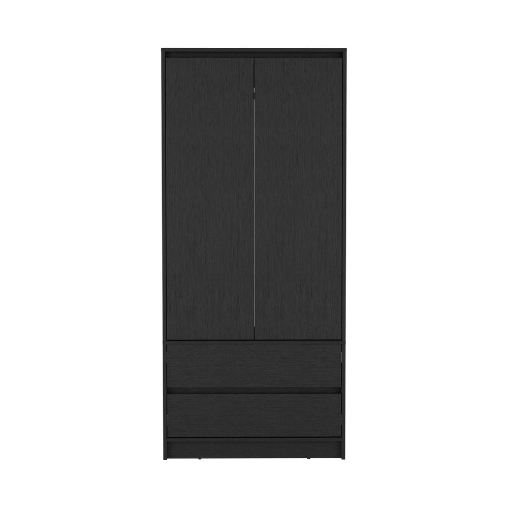 71" Black Wood Two Door Two Drawer Combo Dresser HomeRoots