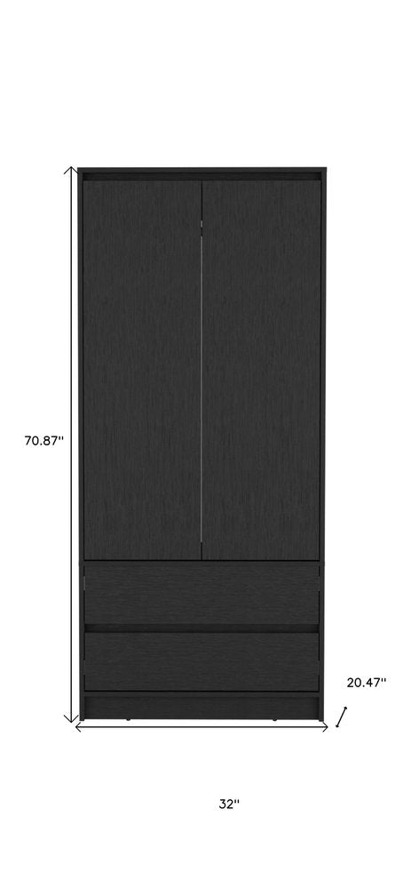71" Black Wood Two Door Two Drawer Combo Dresser — view 6