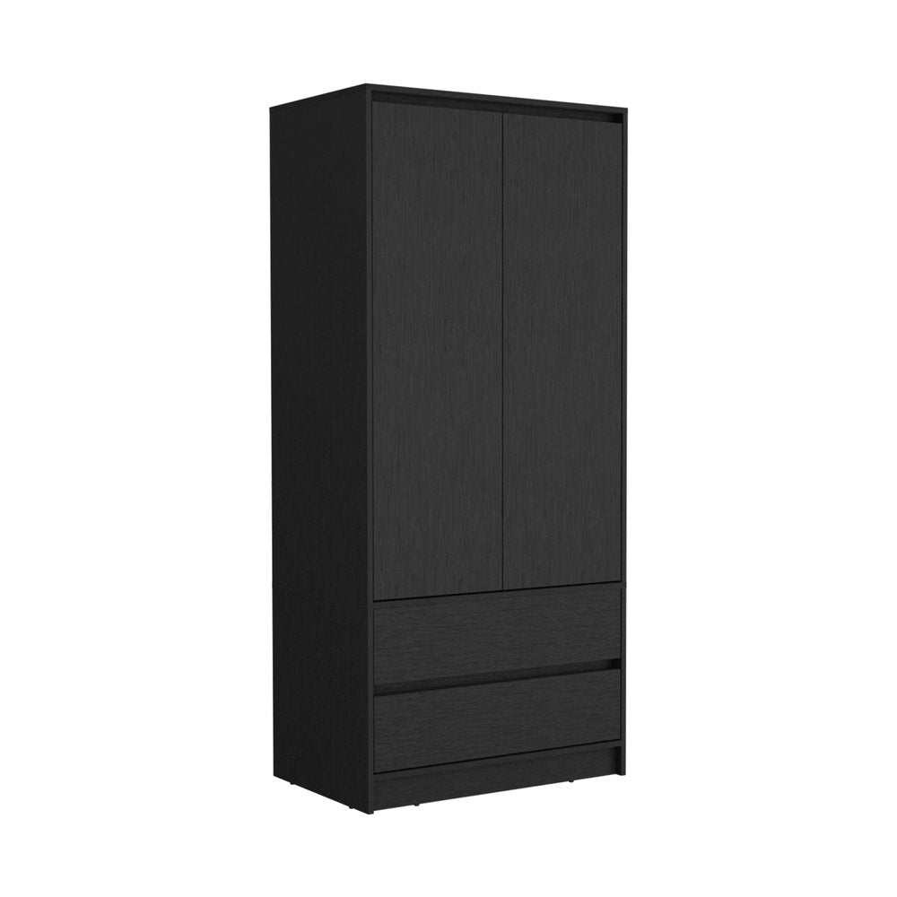 71" Black Wood Two Door Two Drawer Combo Dresser HomeRoots
