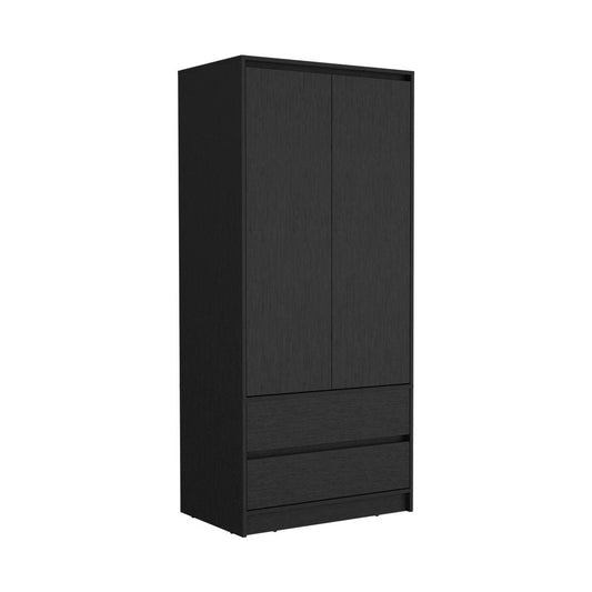 71" Black Wood Two Door Two Drawer Combo Dresser HomeRoots