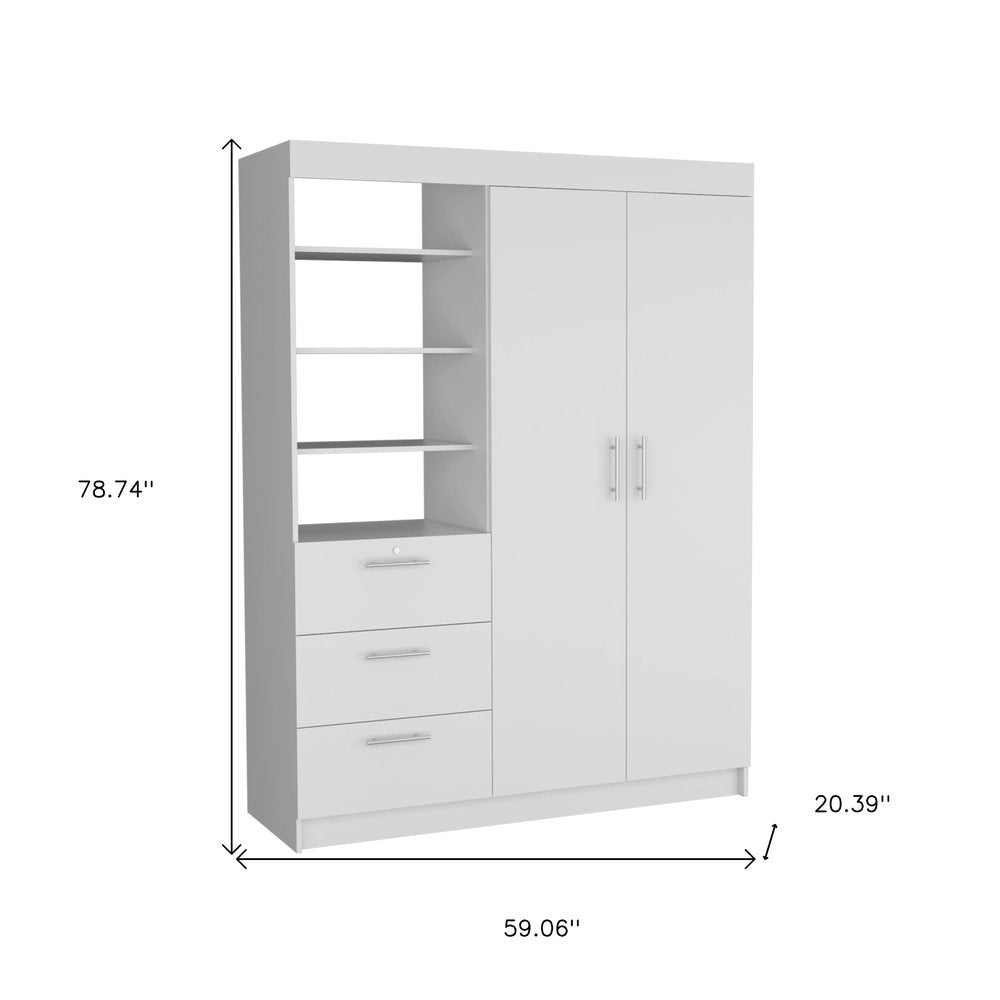 79" White Wood Two Door Three Drawer Combo Dresser HomeRoots