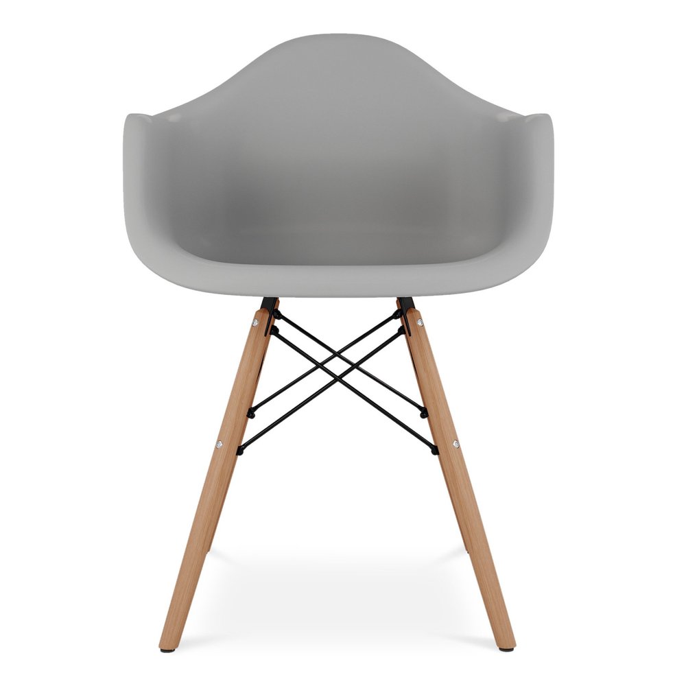 Gray And Natural Heavy Duty Plastic And Solid Wood Dining Arm Chair HomeRoots