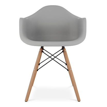 Gray And Natural Heavy Duty Plastic And Solid Wood Dining Arm Chair HomeRoots