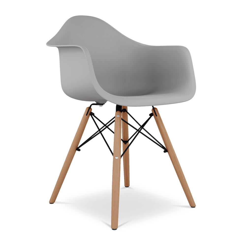 Gray And Natural Heavy Duty Plastic And Solid Wood Dining Arm Chair HomeRoots
