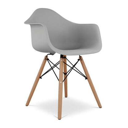 Gray And Natural Heavy Duty Plastic And Solid Wood Dining Arm Chair HomeRoots