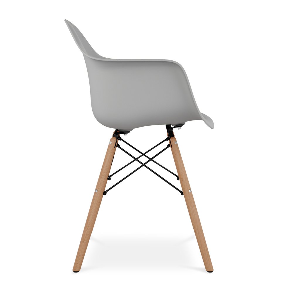 Gray And Natural Heavy Duty Plastic And Solid Wood Dining Arm Chair HomeRoots