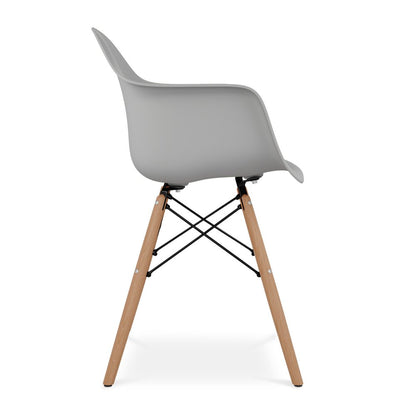 Gray And Natural Heavy Duty Plastic And Solid Wood Dining Arm Chair HomeRoots