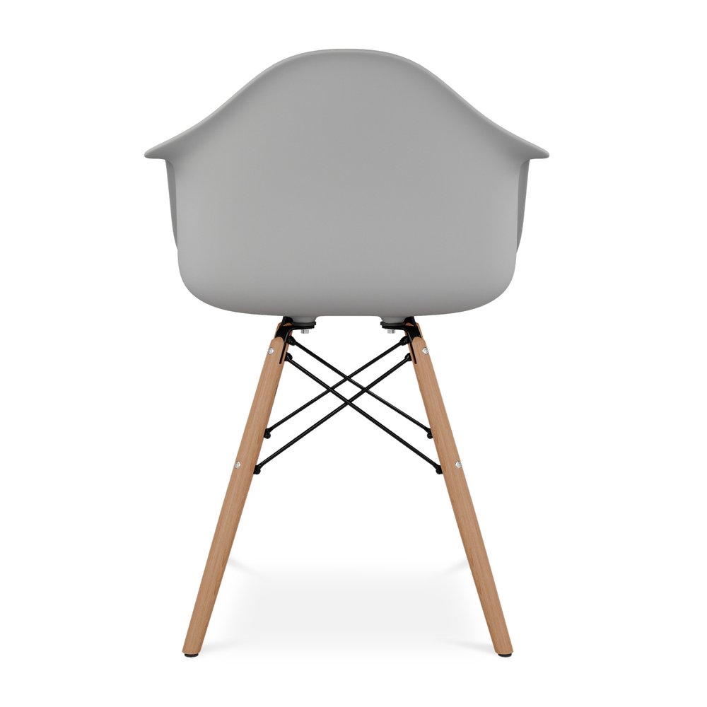 Gray And Natural Heavy Duty Plastic And Solid Wood Dining Arm Chair HomeRoots