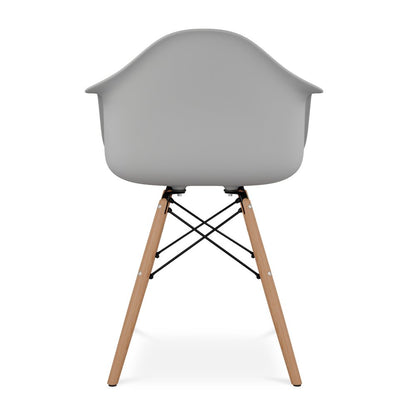 Gray And Natural Heavy Duty Plastic And Solid Wood Dining Arm Chair HomeRoots