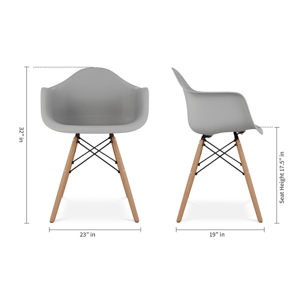 Gray And Natural Heavy Duty Plastic And Solid Wood Dining Arm Chair HomeRoots