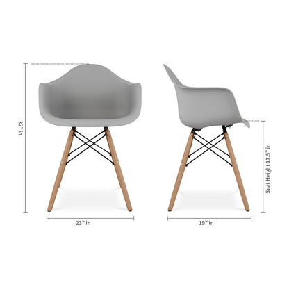 Gray And Natural Heavy Duty Plastic And Solid Wood Dining Arm Chair HomeRoots