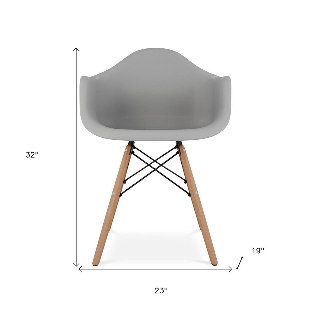 Gray And Natural Heavy Duty Plastic And Solid Wood Dining Arm Chair HomeRoots