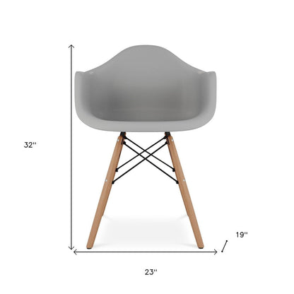 Gray And Natural Heavy Duty Plastic And Solid Wood Dining Arm Chair HomeRoots