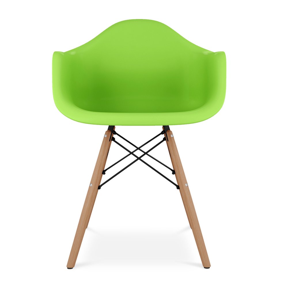 Green And Natural Heavy Duty Plastic And Solid Wood Dining Arm Chair HomeRoots