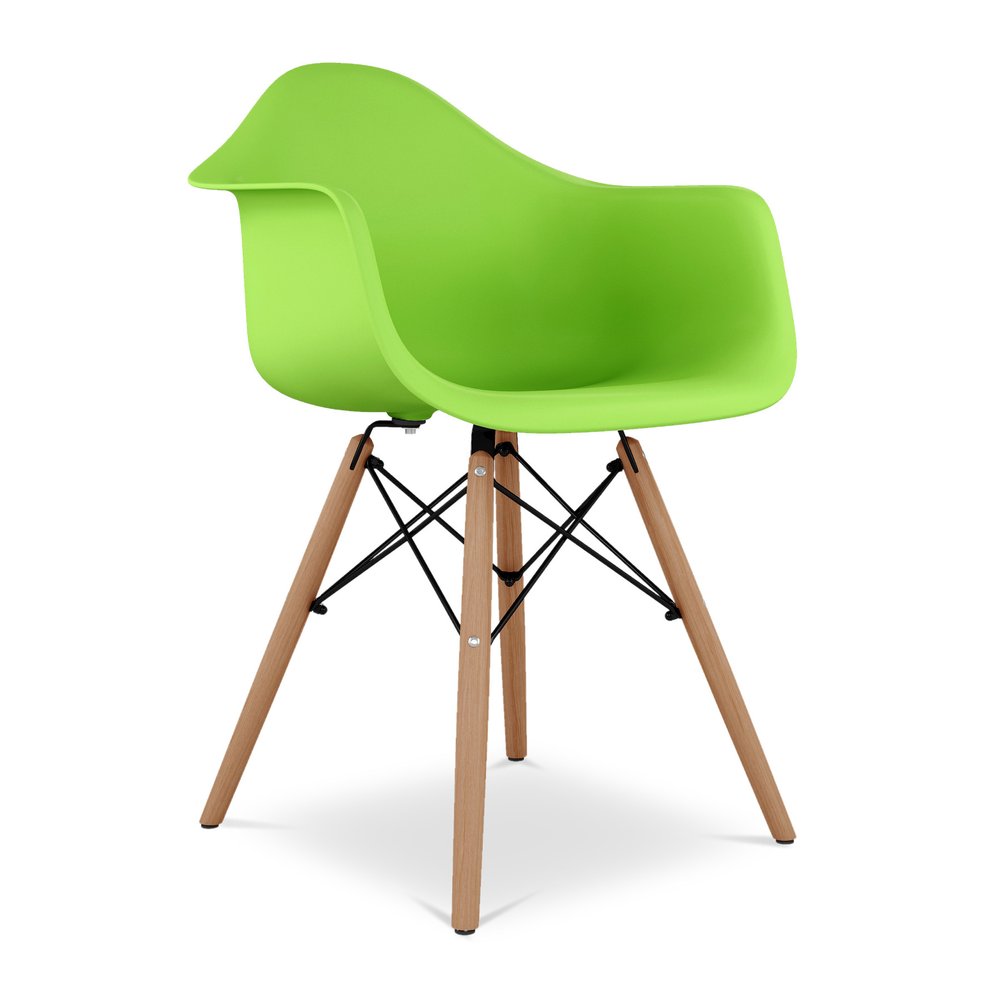 Green And Natural Heavy Duty Plastic And Solid Wood Dining Arm Chair HomeRoots