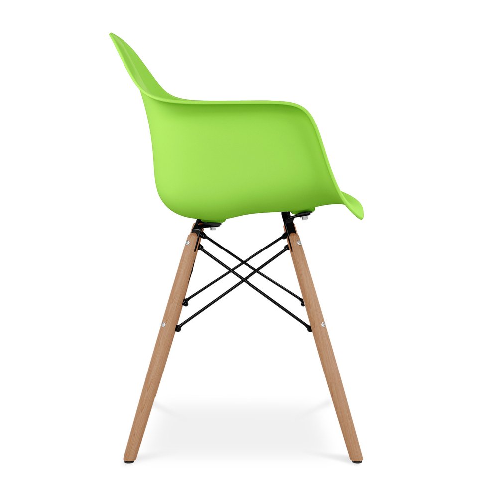 Green And Natural Heavy Duty Plastic And Solid Wood Dining Arm Chair HomeRoots