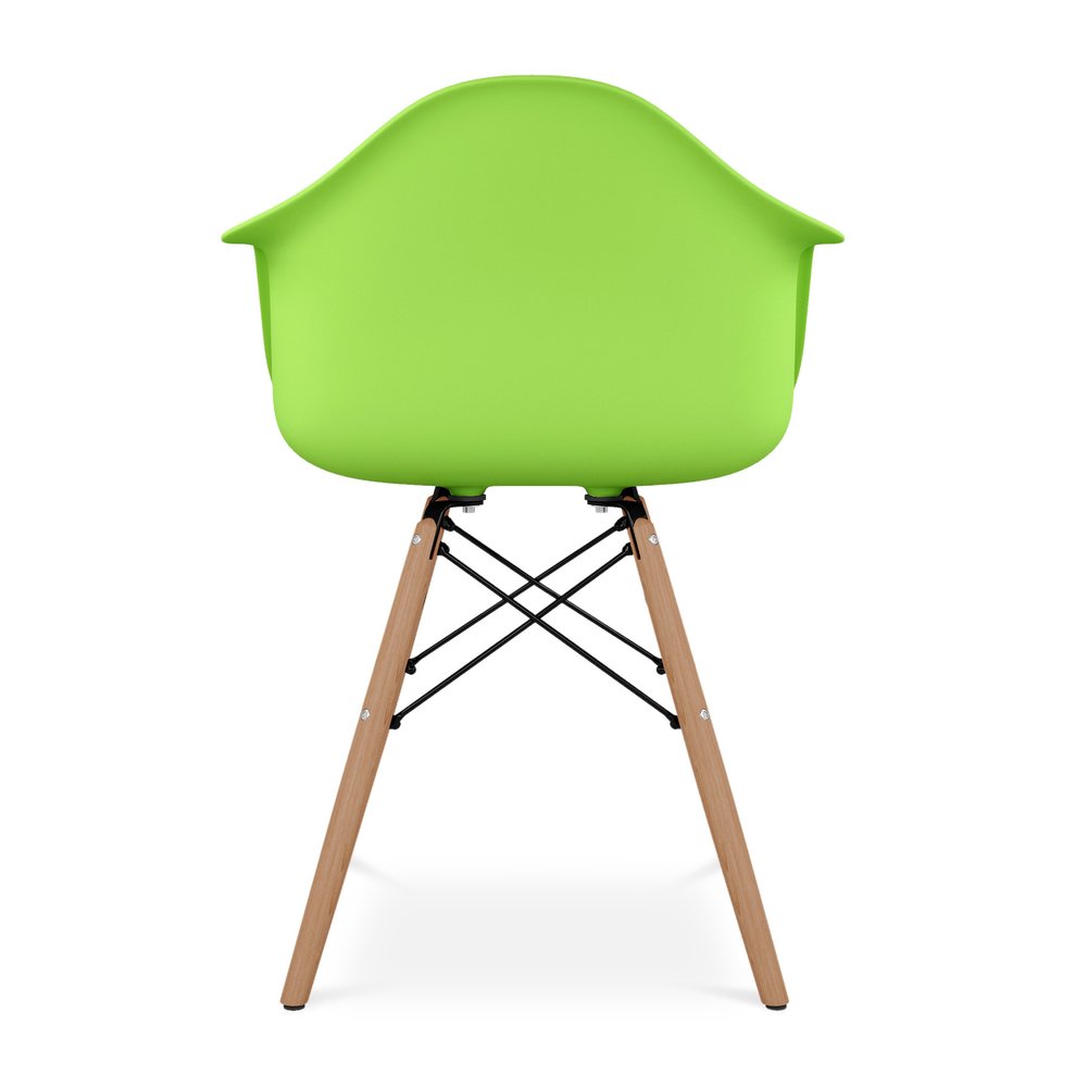 Green And Natural Heavy Duty Plastic And Solid Wood Dining Arm Chair HomeRoots