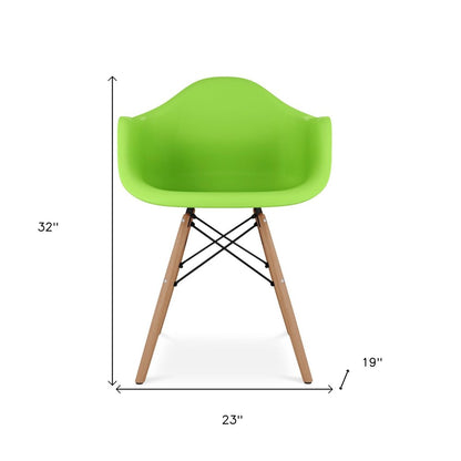 Green And Natural Heavy Duty Plastic And Solid Wood Dining Arm Chair HomeRoots