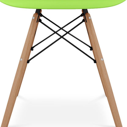 Green And Natural Heavy Duty Plastic And Solid Wood Dining Arm Chair HomeRoots