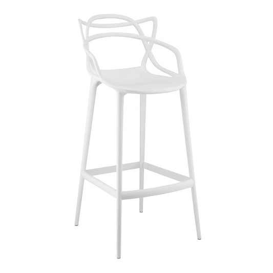 31" White Heavy Duty Plastic Bar Height Bar Chair