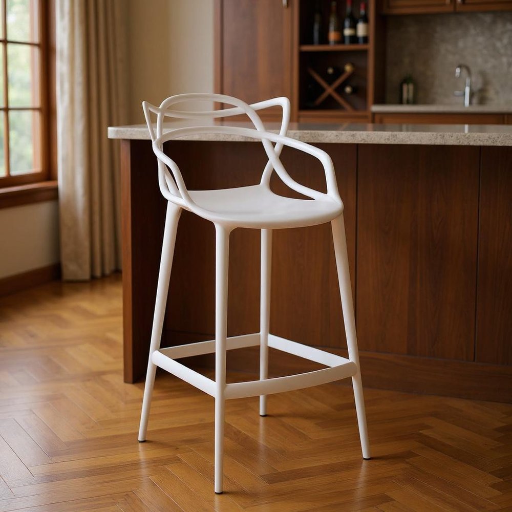 31" White Heavy Duty Plastic Bar Height Bar Chair HomeRoots