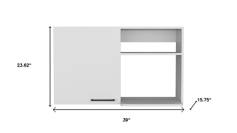 39" White Wood Wall Mounted Accent Cabinet With Single Door HomeRoots